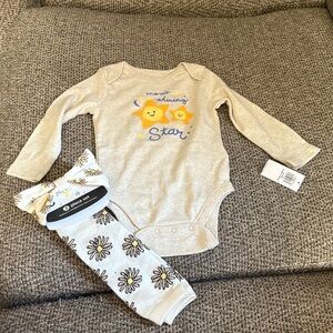 Baby Long Sleeve Onesie and Leg Warmers with Bow